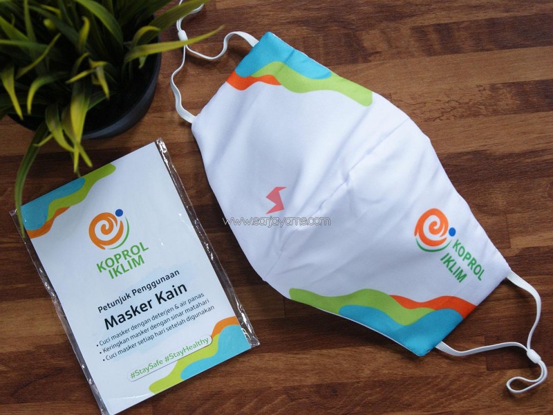 Cetak Masker Kain Printing Premium Koprol Iklim dengan Stopper