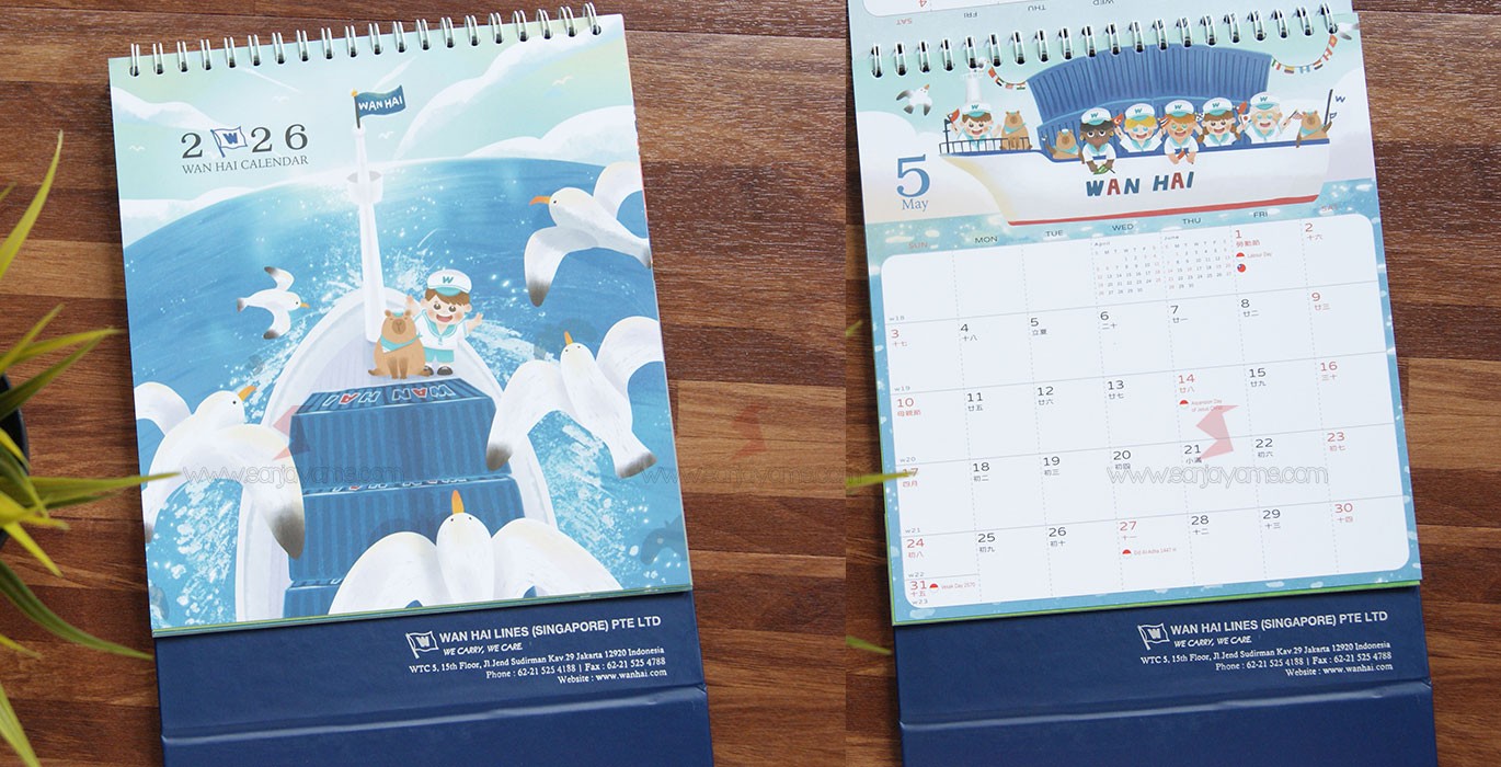 Cetak Kalender Meja Perusahaan 2026