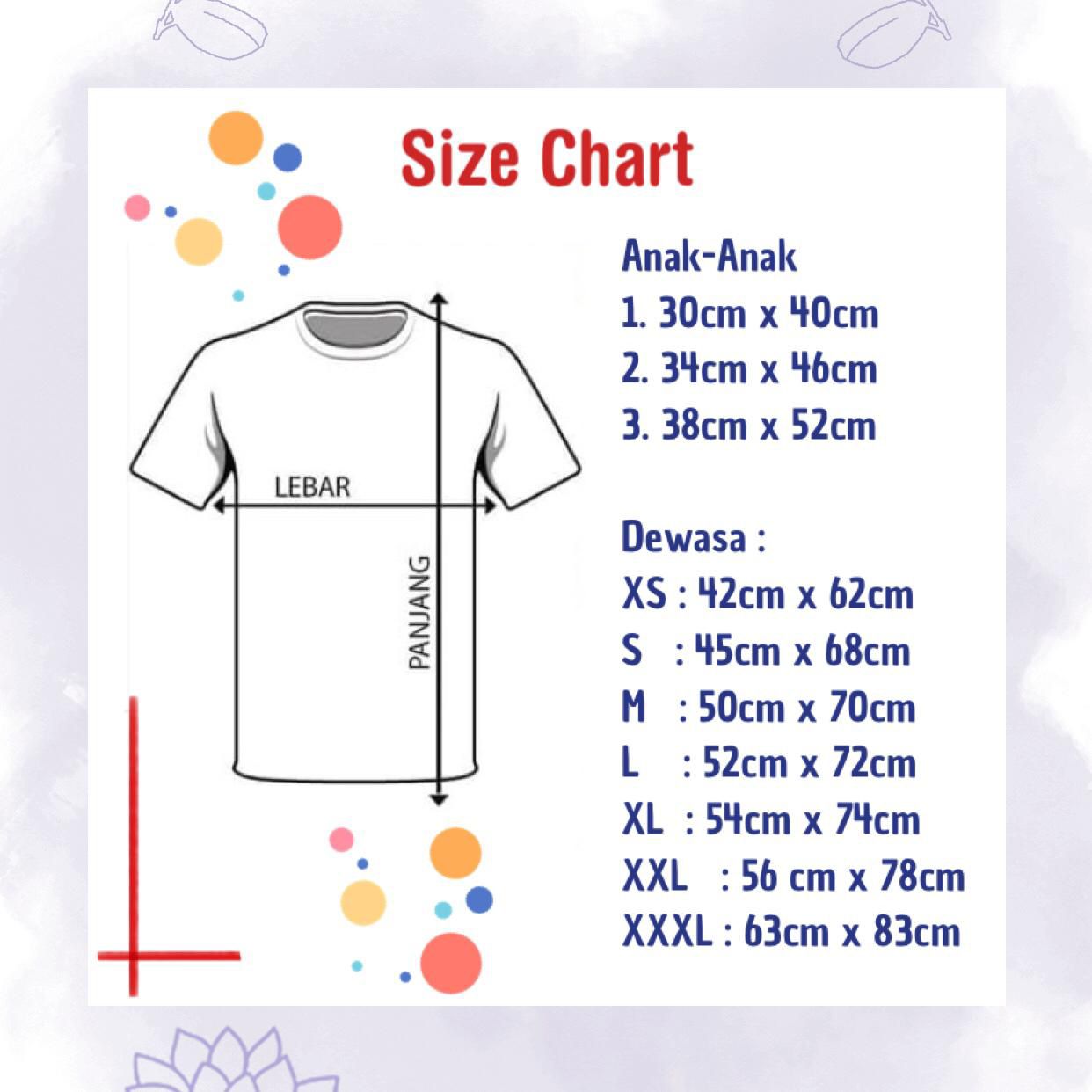 Ukuran size kaos promosi
